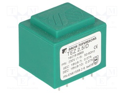 Transformer: encapsulated; 2.5VA; 230VAC; 18V; 18V; 69.4mA; 69.4mA