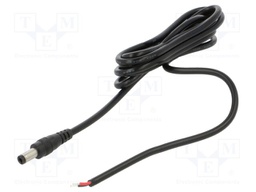 Cable; 2x0.5mm2; DC 5,5/2,5 plug; straight; black; 1.5m; -20÷80°C