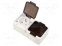 Connector: AC supply; socket; 2P+PE; 250VAC; 16A; white; wall mount