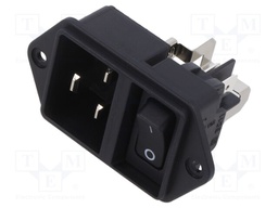 Un-Filtered IEC Power Entry Module, IEC C20, General Purpose, 20 A, 250 VAC, 2-Pole Switch