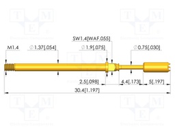 Test needle; Spring compression: 3.5mm; 4.4mm; 5A; CuBe; Ø: 1.8mm