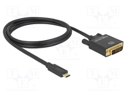 Cable; DVI-D (24+1) plug,USB C plug; dual link; 1m; black; black