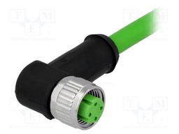 Plug; M12; PIN: 4; female; D code-Ethernet; 1m; Insulation: PVC
