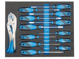 Kit: pliers and screwdrivers; locking; tool trolley; 13pcs.