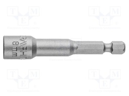 Screwdriver bit; 6-angles socket; HEX 8mm; Mounting: 1/4"