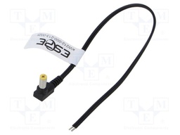 Cable; 2x0.52mm2; DC 5,5/2,1 plug; angled; black; 0.25m; -25÷70°C