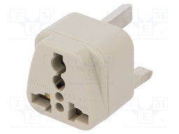 Transition: adapter; Layout: 2P+PE; Type: UK; white; 250VAC; 13A