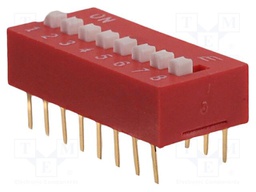 DIP SWITCH, 8POS, SPST, SLIDE, TH