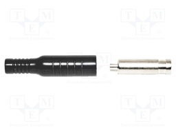 Socket; 4mm banana; 15A; black; nickel plated; soldered,on cable