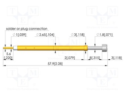 Test needle; Spring compression: 6.4mm; 8mm; 5A; CuBe; Ø: 4mm; 2.5N
