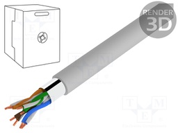 Wire; F/UTP; 5e; stranded; Cu; 4x2x26AWG; PVC; grey; 100m