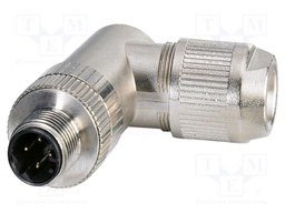 Connector: M12; plug; PIN: 4; 48V; angled; IP67; IDC; Contacts: CuSn