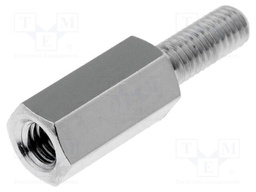 Screwed spacer sleeve; 9mm; Int.thread: M3; Ext.thread: M3; brass