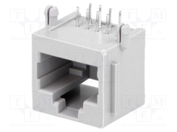 Socket; RJ45; PIN: 8; Contacts: phosphor bronze; gold-plated; THT