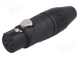 Plug; XLR; female; PIN: 4; straight; for cable; soldering; tinned