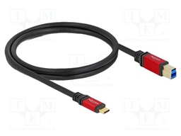 Cable; USB B plug,USB C plug; gold-plated; 1m; black; 24AWG,28AWG