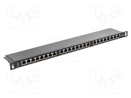 Patch panel; black; Number of ports: 24; Cat: 5e; RJ45 socket x24