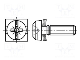 Screw; with washer; M3,5x10; Pozidriv,slotted; steel; zinc