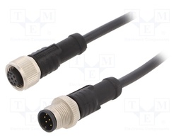 Cable: for sensors/automation; PIN: 8; M12-M12; 1m; plug; plug; 30V