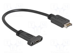 Cable; USB C socket,USB Type-E Key A plug; 0.25m; black; screw