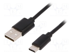 Cable; USB 2.0; USB A plug,USB C plug; 1.8m; black; Core: Cu