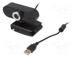 Webcam; black; USB; Features: PnP,full HD; 1.45m; Mounting: clip