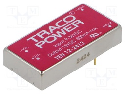 Converter: DC/DC; 12W; Uin: 9÷36V; 15VDC; Iout: 800mA; 2"x1"; 30g