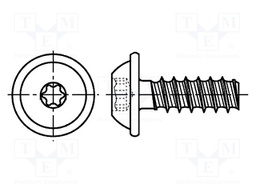Screw; for plastic; 3x8; Head: button; Torx®; steel; zinc; Size: TX10