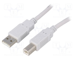 Cable; USB 2.0; USB A plug,USB B plug; 5m; grey; Core: CCA