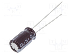 Capacitor: electrolytic; low impedance; THT; 82uF; 16VDC; ±20%
