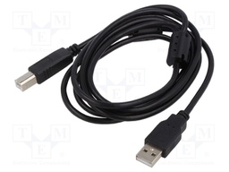 Cable; USB 2.0; USB A plug,USB B plug; 1.8m; black; Core: Cu