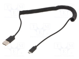 Cable; coiled,USB 2.0; USB A plug,USB B micro plug; gold-plated