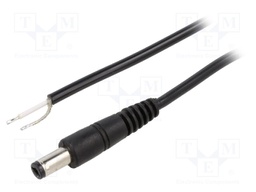 Cable; wires,DC 5,5/2,1 plug; straight; 0.5mm2; black; 1.5m