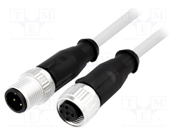 Cable: for sensors/automation; PIN: 4; M12-M12; 0.5m; plug; plug