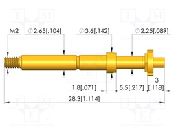 Test needle; Spring compression: 4mm; 5mm; 8A; CuBe; gold-plated