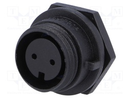Connector: circular; socket; female; PIN: 2; w/o contacts; IP68