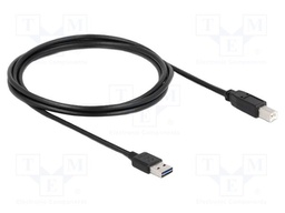 Cable; USB 2.0; USB A plug double sided,USB B plug; 2m; black