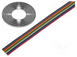 Wire: ribbon; stranded; Cu; 10x0,22mm2; unshielded; PVC; 300V; 50m