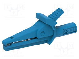 Crocodile clip; 10A; 600VDC; blue; Overall len: 51mm