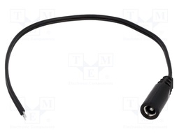 Cable; wires,DC 5,5/2,5 socket; straight; 0.5mm2; black; 3m