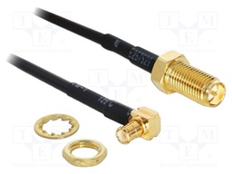 Cable; 320mm; MCX male,RP-SMA female; black; angled; Øcable: 2.8mm