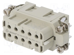 Connector: HDC; contact insert; female; DA; PIN: 10; 10+PE; crimped