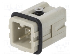 Connector: HDC; contact insert; male; DA; PIN: 4; 3+PE; size D3A