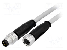 Cable: for sensors/automation; M8-M8; male; female; PIN: 3; plug