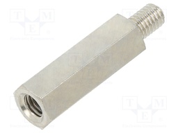 Screwed spacer sleeve; Int.thread: M6; 30mm; Ext.thread: M6; brass