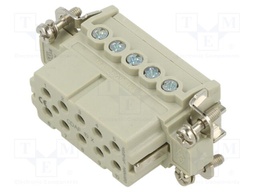 Connector: HDC; contact insert; female; CDA; PIN: 10; 10+PE; 16A