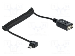 Cable; OTG,coiled,USB 2.0; black; 28AWG; Leng.after stretch: 0.6m