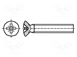 Screw; M4x8; DIN: 966A; Head: countersunk; Pozidriv; steel; zinc; PZ2