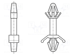 PCB distance; polyamide; L: 35mm; snap fastener; natural; UL94V-2
