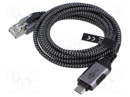 Cable; slim,USB 3.1; RJ45 plug,USB C plug; nickel plated; 2m